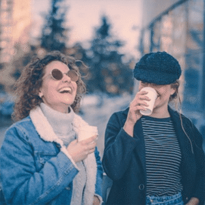 two women sharing stories