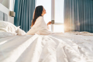 Peaceful morning routine happy